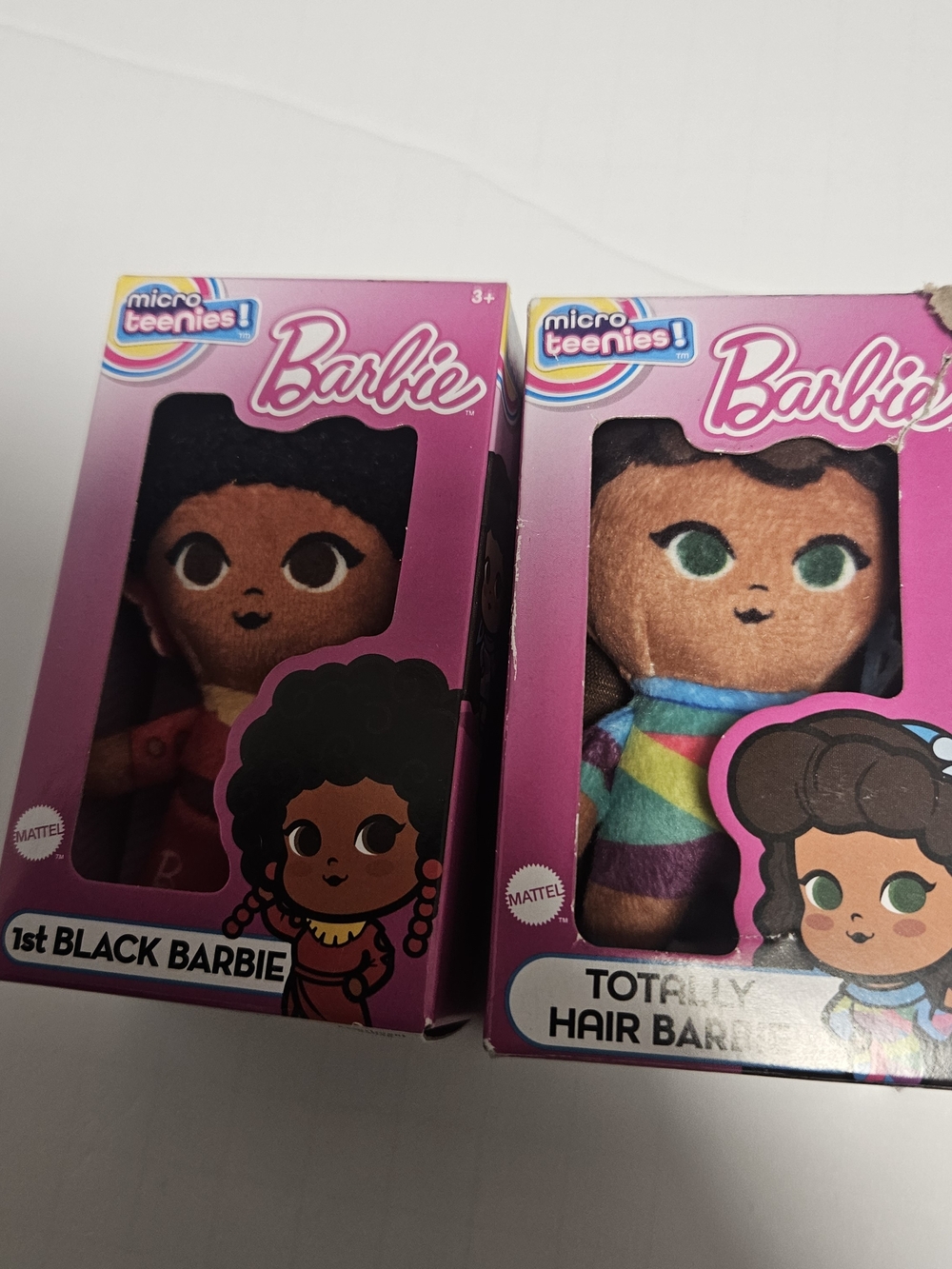 Barbie Micro Teenies Plush Dolls - 1st Black Barbie & Totally Hair Barbie - Pink